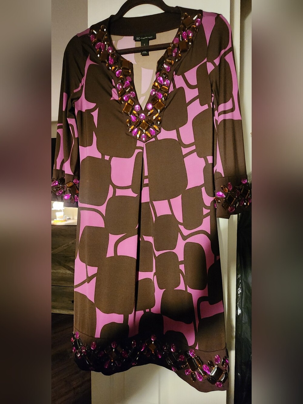 INC Embellished Purple and Brown Dress
